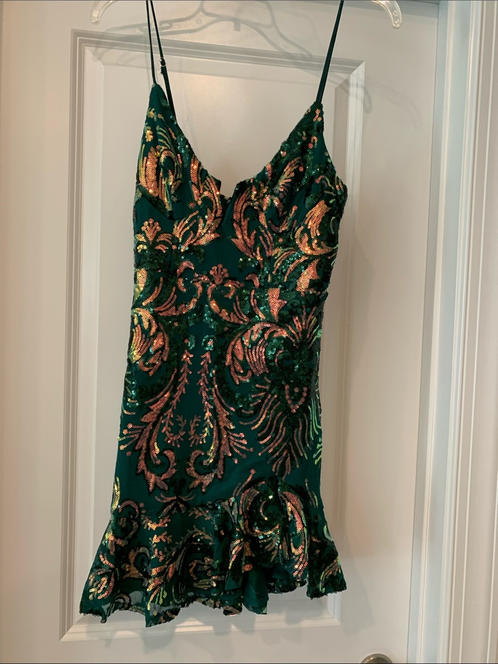 Selfie Leslie Teal Green Sequin mini  Dress. S/M NWT